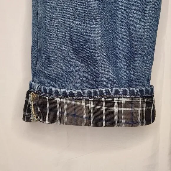 Carhartt Mens 44x30 B172 DST Straight Leg Flannel Lined Medium Wash Jeans Blue - Picture 5 of 9